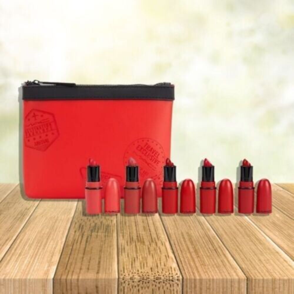 MAC Travel Exclusive Mini Lipsticks x 5 Bright 0.05 oz W/ Bag Sealed Box Set Kit